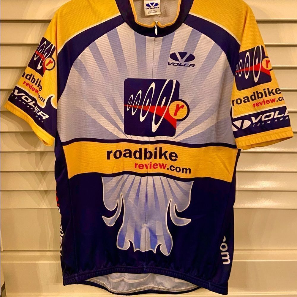 VOLVER Road Biking Shirt Size XL Navy/Yellow/Gry